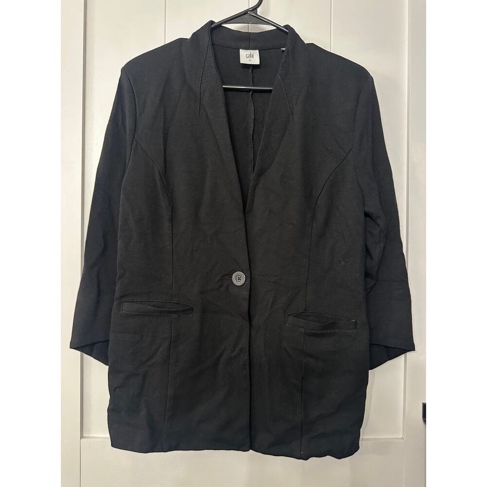 Cabi Turner Black Ponte knit Collarless one button Blazer women’s jacket sz 10